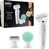 Braun Silk-épil 9 Flex Depilatore Donna, Epilatore Elettrico Donna con Accessorio Massaggiante, Custodia da Viaggio, Idea Regalo, 9020 Bianco e Oro