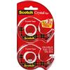 Scotch Nastro Crystal, 2 Rotoli con Dispenser, 19 mm x 12 m + 3,2 m GRATIS | Nastro Adesivo Multiuso, Aderenza Forte e Permanente; Finitura Trasparente Lucida per Imballare, Sigillare e Riparare