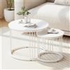 Garden 4 you Tavolino rotondo, set da 2 pezzi, tavolo da salotto, moderno, tavolino in legno, tavolino rotondo, tavolino da caffè, tavolo per soggiorno, ufficio, balcone (bianco)