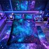 Homemissing Set di biancheria da letto per letto singolo, per ragazze e ragazzi, con motivo galassia, stelle e pianeti astronomici, blu e viola