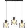 PETITES ECREVISSES Lampadario a Sospensione Vintage 3 Luci Industriale E27 Plafoniera Retro in Metallo gabbia Lampada da soffitto per Cucina Salotto (Nero - C)