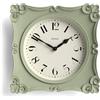 Jones Clocks® Rialto Orologio a parete | Orologio quadrato in stile vintage ornato | 25cm | Verde salvia | Ideale per il soggiorno o la camera da letto