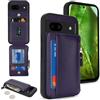 SailorTech per Google Pixel 8a Custodia per telefono con porta carte di credito per uomo, Google Pixel 8a Custodia con slot per carte di credito Portafoglio Zipper per donna-Viola