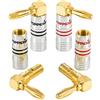 Poppstar Connettori a banana, inclinata, per cavo fino a 4 mmq avvitamento o 6 mmq saldatura, contatti in oro 24k, 4 pezzo