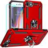 Yiakeng Custodia per iPhone 8/7/SE 2020/2022 con pellicola protettiva, cavalletto, rosso