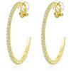 QUKE Orecchini a cerchio con clip, senza buchi, con zirconia cubica, per donne e ragazze, 4.3CM, Argento Zirconia cubica, Zirconie sintetico