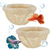 Touosy 2 Pezzi Decorazione Acquario Luoghi di Riposo Galleggianti | Nascondiglio Galleggiante e Anello per l'alimentazione per Pesci Betta Amaca Acquario 3-in-1, Punto di Riposo Sicuro