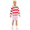 Mattel Barbie - Ken Fashionistas n. 241, bambola con capelli biondi, polo a righe bianche e rosse, shorts rosa, calze bianche e scarpe da ginnastica,,Mattel,Eta 4+
