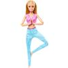Mattel Barbie - Bambola Made to Move, snodata e con articolazioni mobili, capelli biondi con top sportivo rosa e pantaloni blu da yoga,,Mattel, Eta 3+