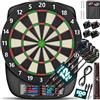 RE:SPORT® Bersaglio elettronico per freccette, set professionale con 12 freccette + 24 ali Pro + 100 punte per freccette e accessori | E Dartautomat per 1-8 giocatori con 427 varianti | Bersaglio