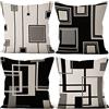 Aoihrraan 41x41cm Confezione Da 4 Copricuscini Divano Nero Bianca Moderno Geometrico Modello Biancheria Quadrata Federe Per Cuscini Decorazione In Lino Letto Salotto Divano Giardino Sedia Sdraio