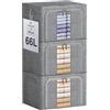 Eyeleaf Scatole Rigide per Armadio XXL 2 Pezzi (24L/66L/100L) con Rinforzi Metallici - Organizer Salvaspazio, Contenitori Impilabili per Vestiti e Accessori