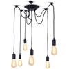 iDEGU Lampadario a Sospensione, Retrò Industriale Lampada da Soffitto con 6 Bracci a Stile Ragno Creativo DIY Lampada a Sospensione Vintage con Attacco E27 per Soggiorno Camera da Letto, 150CM, Nero