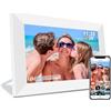 yamemo Frameo - Cornice digitale da 10,1 pollici, cornice digitale Wi-Fi, 32 GB di memoria, display IPS 1280 x 800, rotazione automatica, montaggio a parete, condivisione di foto/video (bianco)