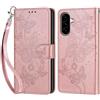 KENHONER Cover Compatibile con Samsung Galaxy A56, Resistente Pelle PU Flip Libro Custodia [Protezione Completa] [Slot per Scheda] [Funzione di Supporto], Oro rosa Farfalla