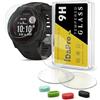 iDaPro [4Pcs Vetro Temperato per Garmin Instinct Solar Tactical/Instinct Tactical/Instinct(non per 2/2s/2x/3) Pellicola Protettiva+[4Pcs] tappi antipolvere in silicone,Vetro temperato,Durezza 9H