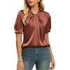 GRACE KARIN Camicia da Donna in Satin a Maniche Corte, Elegante, per l'Estate, da Party, Top in Seta per il Business, Lilla-Viola, M