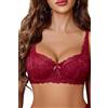 Avidlove Set Lingerie Donna Sexy 2 Pezzi Intimo in Pizzo Reggicalze Regolabile Reggiseno Push Up con Ferretto Slip Scollo a V Lingerie Intimo Babydoll Donna Set Pigiama Rosso L