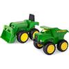 John Deere 6 autocarro con cassone Ribaltabile & Trattore del Giocattolo con l'insieme del Veicolo della Costruzione del Caricatore, Verde