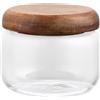 ASTRQLE Contenitore per alimenti in vetro da 300 ml con coperchi in legno, piccolo barattolo per caffè, zucchero, contenitore ermetico per alimenti, contenitore per caffè per noci, spezie, caramelle,