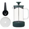 La Cafetière La Cafetiere Zero, Caffettiera francese da 3 tazze verde, manico in vetro e base in silicone rimovibile