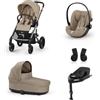 Cybex Gold Promozione "SET M" Trio Cybex Balios S Lux con Cloud G + Base Auto e Adattatori con Marsupio Amya Esclusivo (opzionale) Almond beige Marsupio Incluso