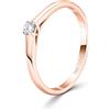EDELIND Anello solitario diamante 0.10 ct Oro Rosa 18K 750 Anello Donna con Diamante taglio Brillante Anello di Fidanzamento Ø 56 mm con scatola regalo