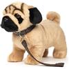 Uni-Toys - Eco-Line - Pug, in piedi (con guinzaglio) - 26 cm (lunghezza) - cane di peluche - peluche