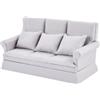 FINGERINSPIRE Divanetto per Casa delle Bambole in Betulla Grigio Chiaro 161x75x80mm Mini Divano per Casa delle Bambole con Design a Tre Posti per Esposizioni di Diorami in Soggiorno in Scala 1/12