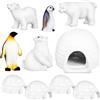 SAFIGLE Set di animali artici con orso polare, pinguino e igloo, giocattolo in resina con 4 piccoli igloo, 1 grande 3 orsi e 2 pinguini, per decorazione invernale, Natale e Capodanno