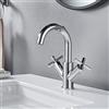 NewEast Rubinetto miscelatore per lavabo, doppio manico a croce girevole rubinetto per lavabo da bagno con scarico pop-up, moderno rubinetto cromato