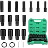 Gueenky 15 Pezzi Set Chiavi a Bussola Lunghe, 1/2'' Bussole per Avvitatore ad Impulsi 8-32 mm Esagonali Bussole per Trapano a Impatto con Adattatore per Riparazioni Auto Cambio Pneumatici