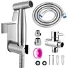 Hausharbor Doccetta per Bidet, Set Doccia Bidet per WC, Hand Held Bidet Spruzzatore con Tubo Flessibile 1.5m e Supporto,per Igiene Personale e Spruzzatore per Vasino,con Adattatori G1/2 e G3/8