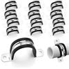 qjuwhua 20 fascette stringitubo da 20 mm di diametro in acciaio inox 304 per tubo da parete, fascette a U con gomma a due fori, fascette di fissaggio in metallo per tubi dell'acqua, tubi del gas cavi