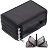 Eclove Astuccio grande con 72 scomparti, astuccio portatile, 4 scomparti, grande con chiusura lampo, maniglia per il trasporto, impermeabile, per matite colorate, penna a sfera (Nero)