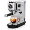 CAFELFFE MK-601 Macchina espresso 20 bar con montalatte e manometro, funzione caldo/freddo, potenza di erogazione rapida 1450 W, macchina 2 in 1, compatibile con caffè macinato e pastiglie ESE da 44