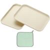 PATIKIL 20x15cm Vassoio Plastica, 2Pz Piatti Rettangolari Piccoli Vassoi da Portata Decorativo Vassoio con Panno Riutilizzabili Alimenti Grano per Dessert Frutta Torte,Beige