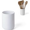 Kook Time Porta Utensili da Cucina CURVE - Porta Mestoli in Ceramica Grande e Stabile. Contenitore per Spatole, Fruste e Accessori Cucina. 11 x 15 cm. - Bianco