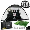 TS GOLF Rete da pratica, 3 x 2,1 m, campo di guida interno/esterno con tappetino Tri-Turf, bersaglio per scheggiature, 5 palline, 3 Tee, borsa per il trasporto