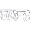Adda Home Set 2 tavoli, Metallo, Argento/Specchio, 74X74X45 57X57X40 CM