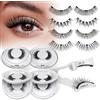 QUEWEL 4 paia Ciglia Finte Magnetiche Naturali, Ciglia Finte Magnetiche riutilizzabili con applicatore, non c'è bisogno di colla magnetica per QUEWEL facile da indossare e rimuovere （4 Style-03)