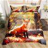 Homemissing Set di biancheria da letto per ragazze e ragazzi con volpe carino copripiumino 3D con animali Woodland Fox Biancheria da letto e biancheria da letto singolo, 2 pezzi