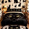 Homemissing Set copriletto trapuntato per ragazze con gatto nero, copriletto trapuntato con simpatico gattino, per ragazzi, ragazze e bambini, 3 pezzi, per letto king size