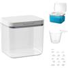 Mujiluxe Dispenser detersivo lavatrice,Contenitore per detersivo,contenitore ermetico riutilizzabile,con coperchio ermetico,per perline di bucato, polvere di bucato,farina di riso,trasparente e bianco,2,8 l