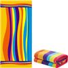 NLAND Telo Mare Microfibra Asciugamano da Spiaggia 100x180cm Assorbente Asciugatura Rapida Extra Large Morbido Leggero per Viaggi, Piscina, Campeggio, Picnic(Striscia Arancione,180x100CM)