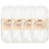 BambooMN JubileeYarn Baby Gomitolo da 50 g di filo morbido in bambù e cotone, color bianco cotone, 4 matasse