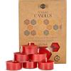 Danilovo Candele Decorative in Cera d'Api - Candele Naturali, Piccole Rotonde con Stoppini in Cotone - Durata: 4 Ore - Set di 24 Candele Cera D'api Naturale - Porta Candela in Plastica Riciclata - Danilovo
