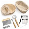 Neuytiky Kit Preparazione Pane in Casa 8 Pezzi,Set di Cestino da Lievitazione per Pane,Cestino Lievitazione Pane Rotondo in Rattan Naturale,per Impasto di Pane,Pizza e Pasticceria