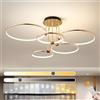 YYUTLUO LED Plafoniera, Ø93cm Lampadario Cerchio In Metallo Dorato, 108W Dimmerabile Continuo 3000-6000K, Lampadario Rotondo Moderno In Placca Camera Letto Soggiorno Bambini Ufficio Studio (5 Anelli)