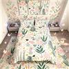 Homemissing Set di biancheria da letto con motivo floreale rosa, per bambini, ragazzi e ragazze, copripiumino con foglie e fiori botanici, copriletto primaverile, resistente, per letto singolo